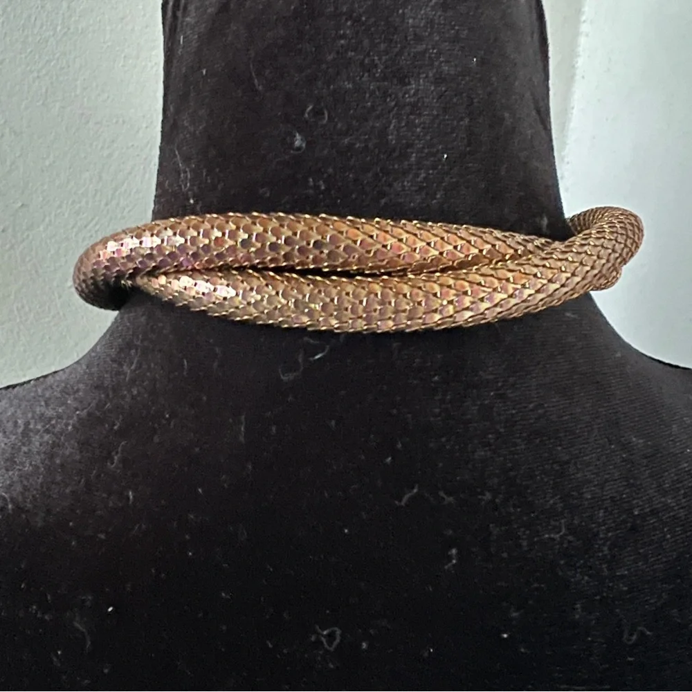 Vintage bronze mesh snake necklace belt - Picture 3 of 11